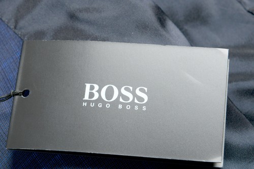 Pre-owned Hugo Boss Men's "novan5/ben2" Slim Fit 100% Wool Plaid Two Button Suit In Blue