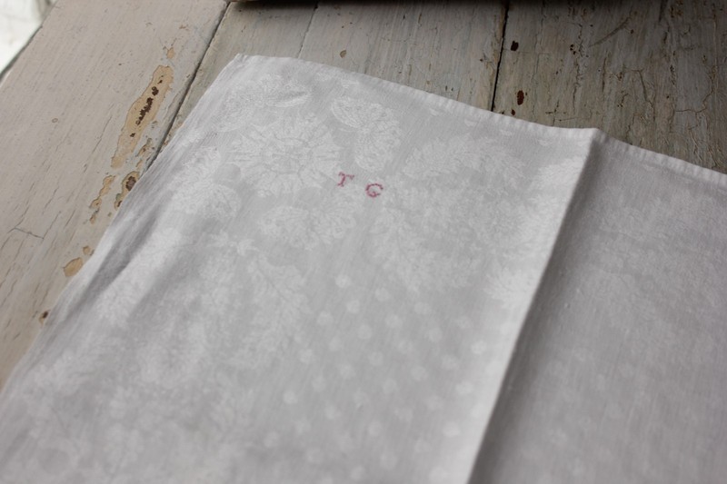 Set of 10 Napkins Vintage French holiday Thanksgiving white linen