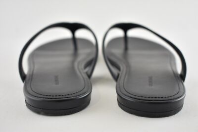Pre-owned Balenciaga Black White Leather Logo Thong Slide Slip On Sandal Flip Flop Flat 37
