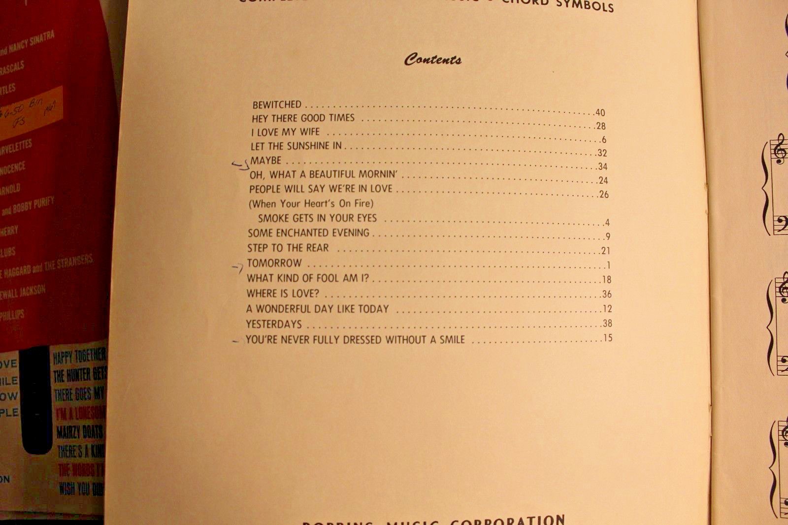 Today's Broadway Hits from Robbins All-Organ Series Music Book