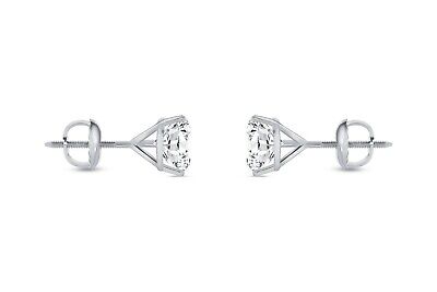 Pre-owned Shine Brite With A Diamond 2.75 Ct Round Cut Earrings Studs Solid 18k White Gold Screw Back Martini In White/colorless
