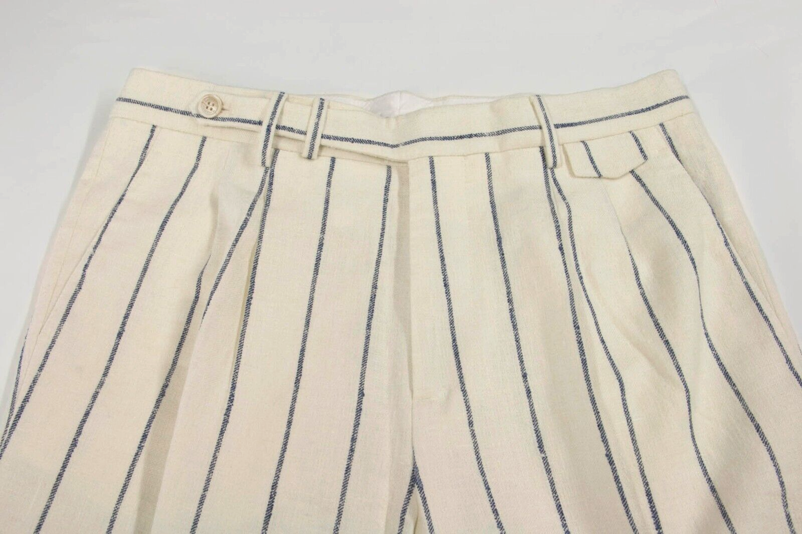 Pre-owned Brunello Cucinelli $7295  Men's Chalk Stripe 2-piece Suit Size 50/ 40us A248 In Beige + Navy Print
