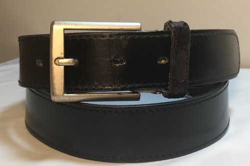 OOBE Black Leather Belt Sz M Unisex 1-1/4” Wide 39” Overall