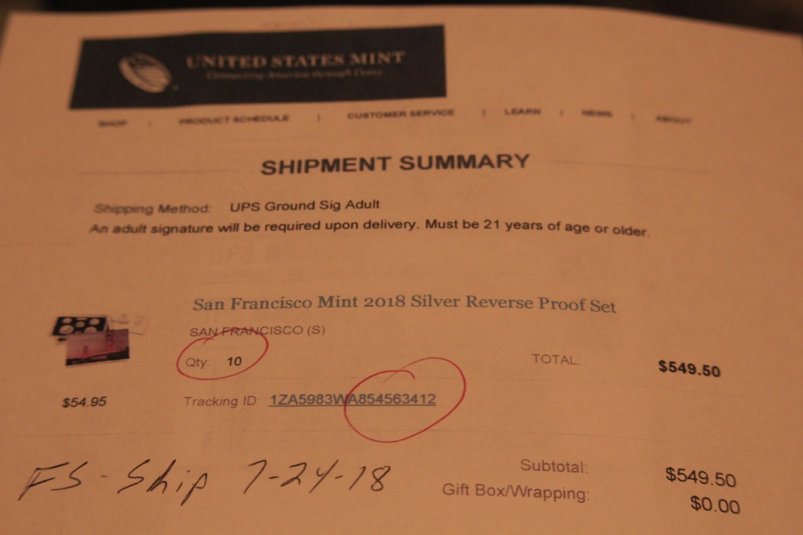 TEN  2018 s San Francisco Silver Reverse Proof Sets