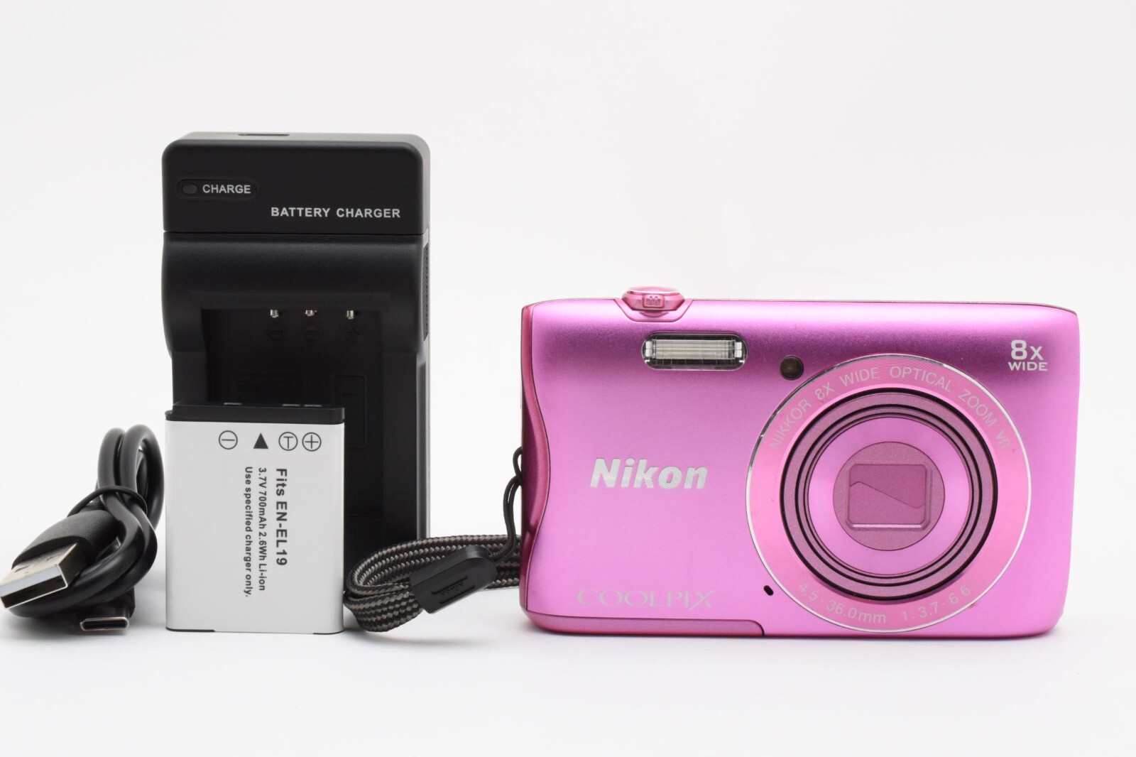 Nikon COOLPIX S3700 Pink 20.1MP Compact Digital Camera From