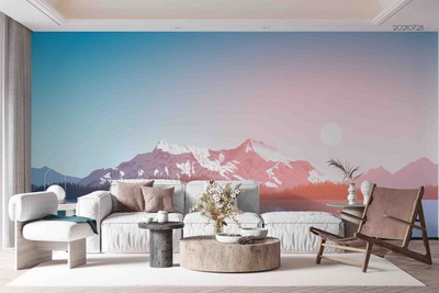 3D Mountain Forest Sun Landscape Self-adhesive Removeable Wallpaper Wall Mural1