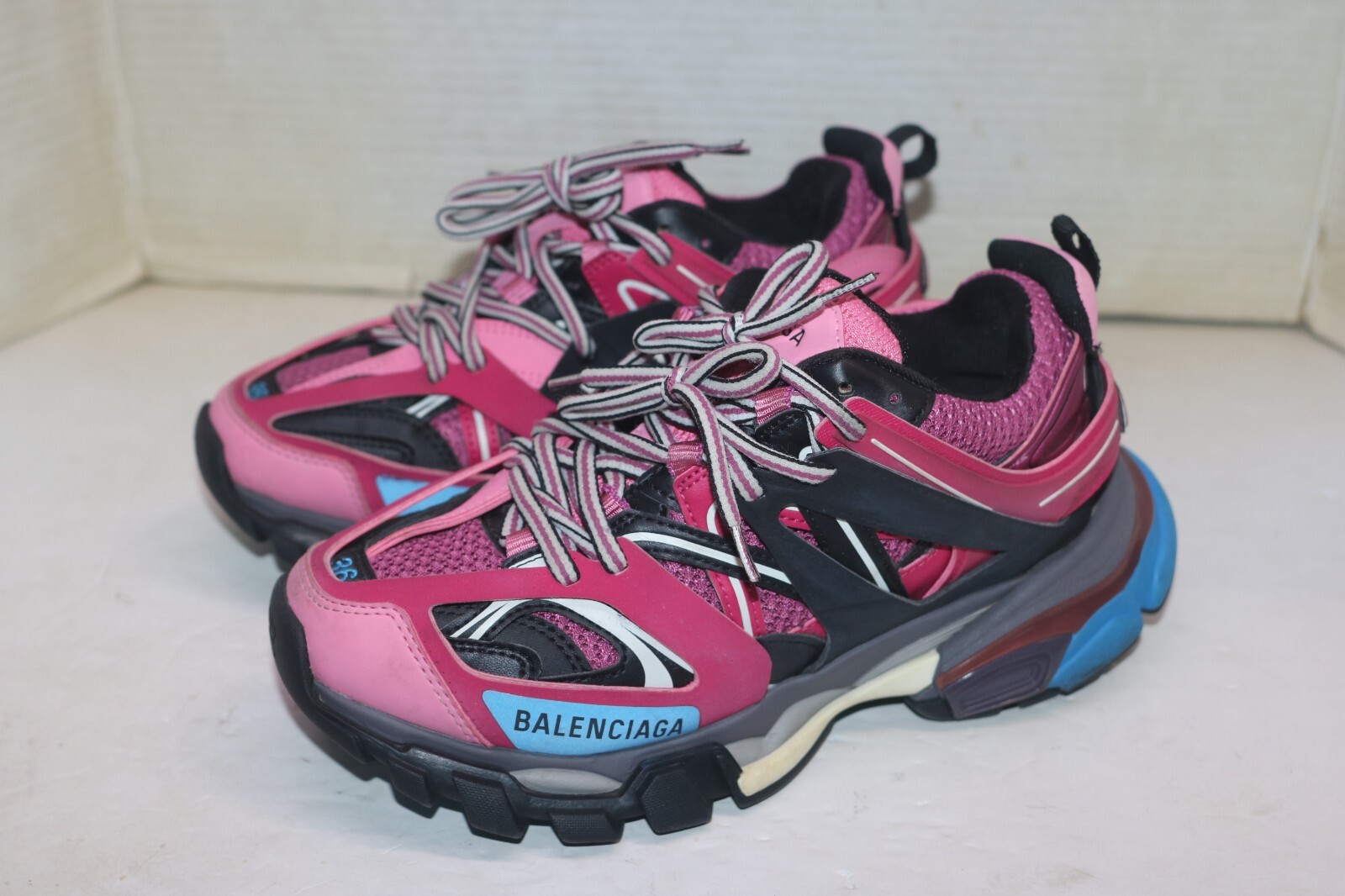 Balenciaga Women's Pink Blue Track Trainer Sneakers Size 36 Balenciaga Women's Pink Blue Track Trainer Sneakers Size 36
