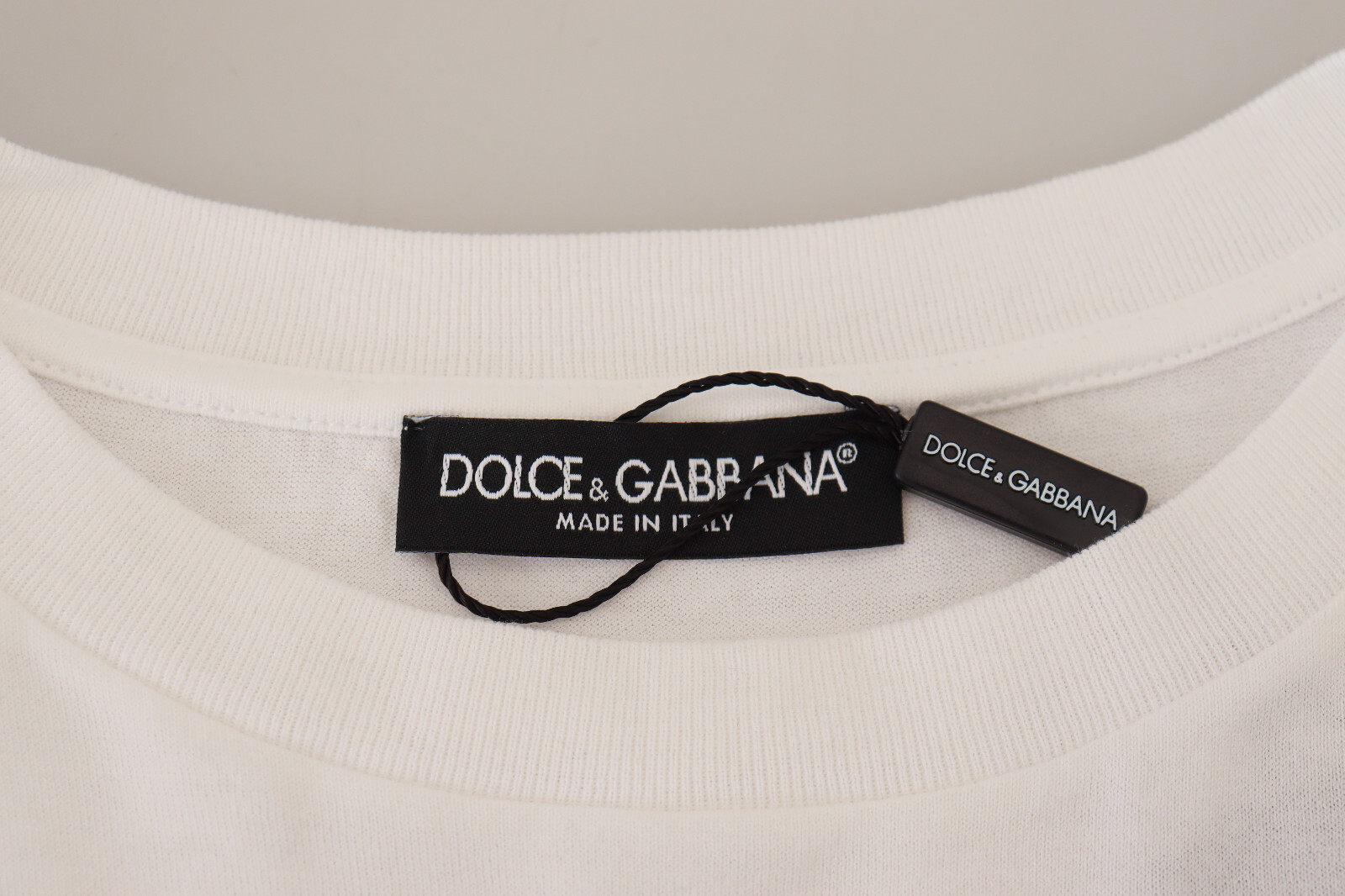 Pre-owned Dolce & Gabbana Sweater White Blue Dg Crown Pullover It50 / Us40 / L Rrp 460usd