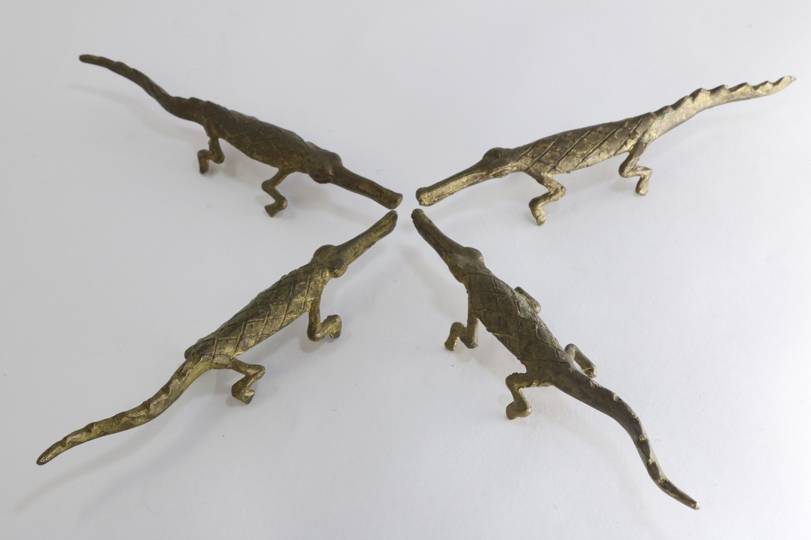 Set of 4 Vintage Bronze Crocodile Knife Rests Free Shipping