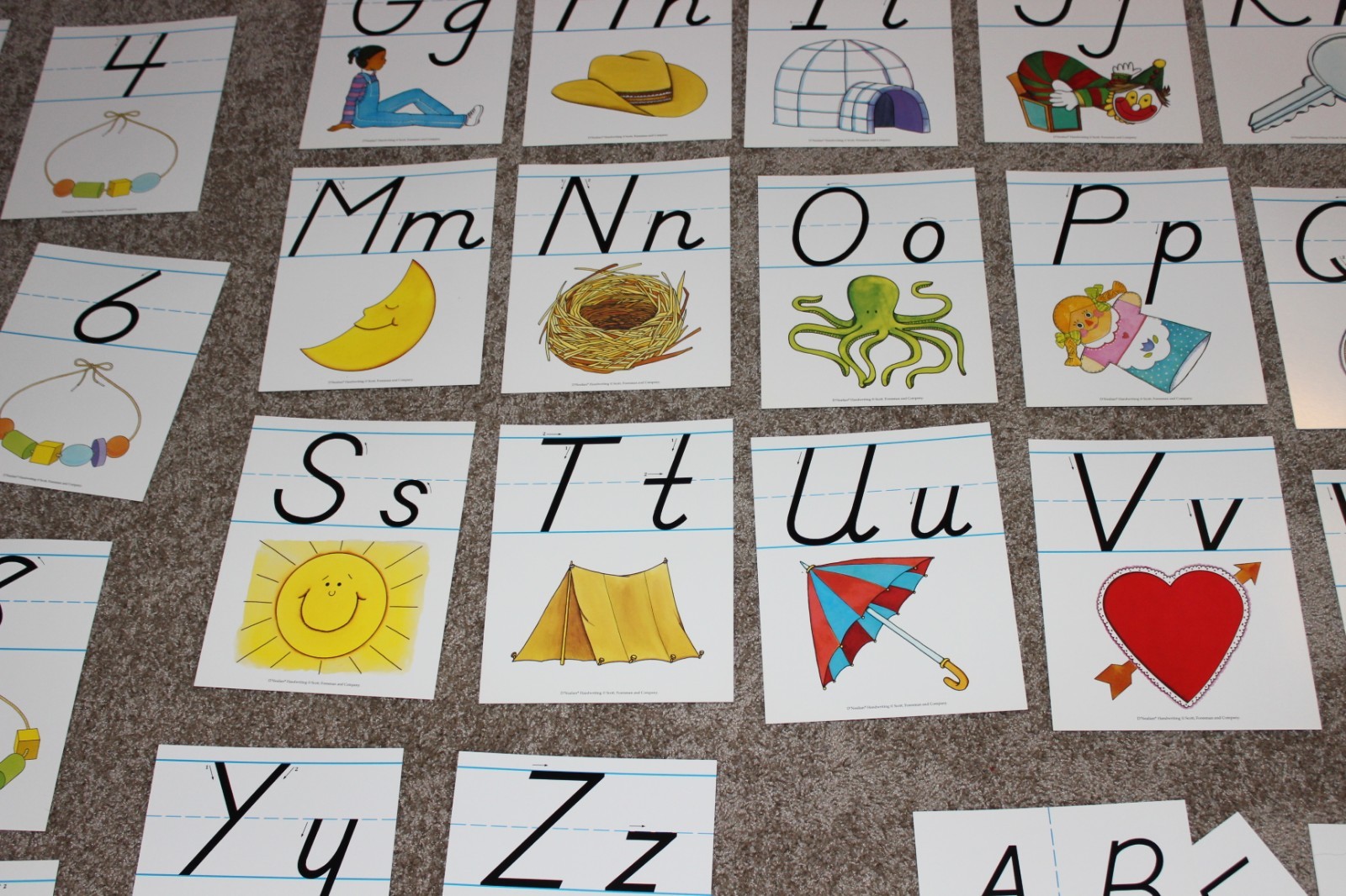 Vtg 1993 D'Nealian Alphabet and Number Teaching Cards Set 8 x 10 Home School