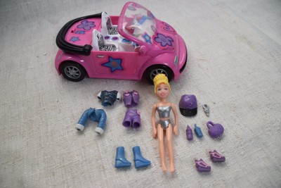 2000 Mattel Fashion Polly Pink Convertible w Doll Clothes Accessories
