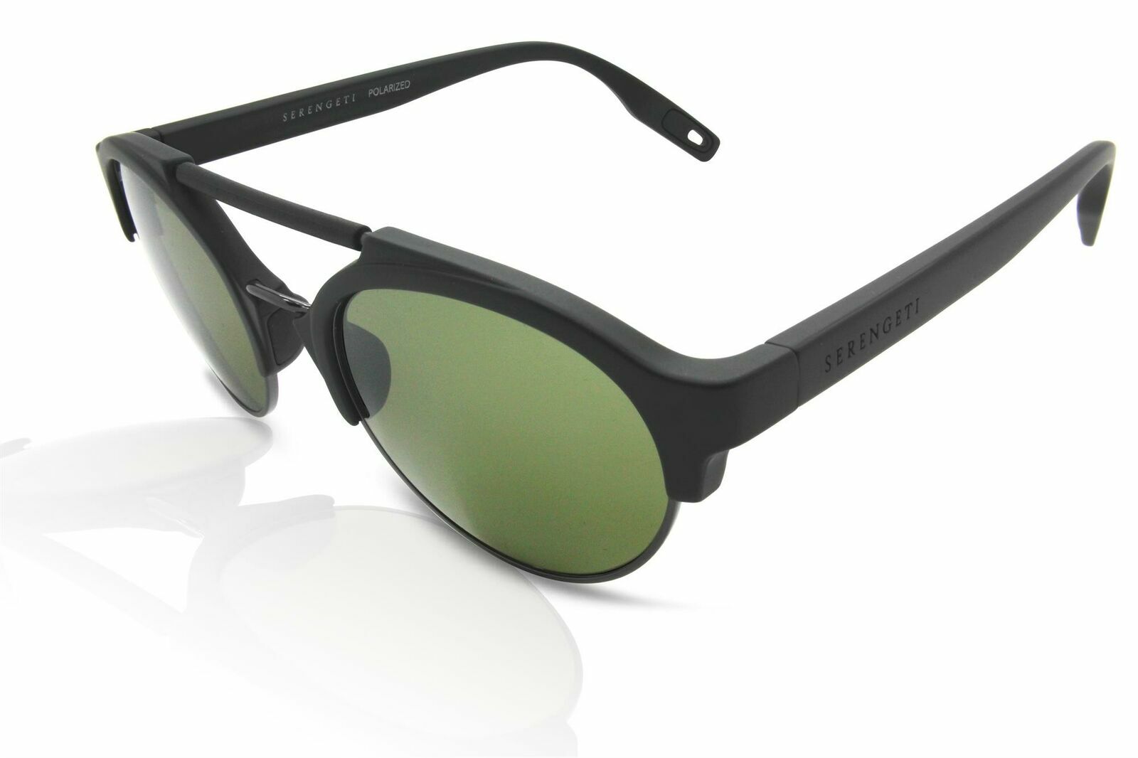 Pre-owned Serengeti Aviator Sunglasses Polarized Photochromic Savio 8559 Black Green Lns