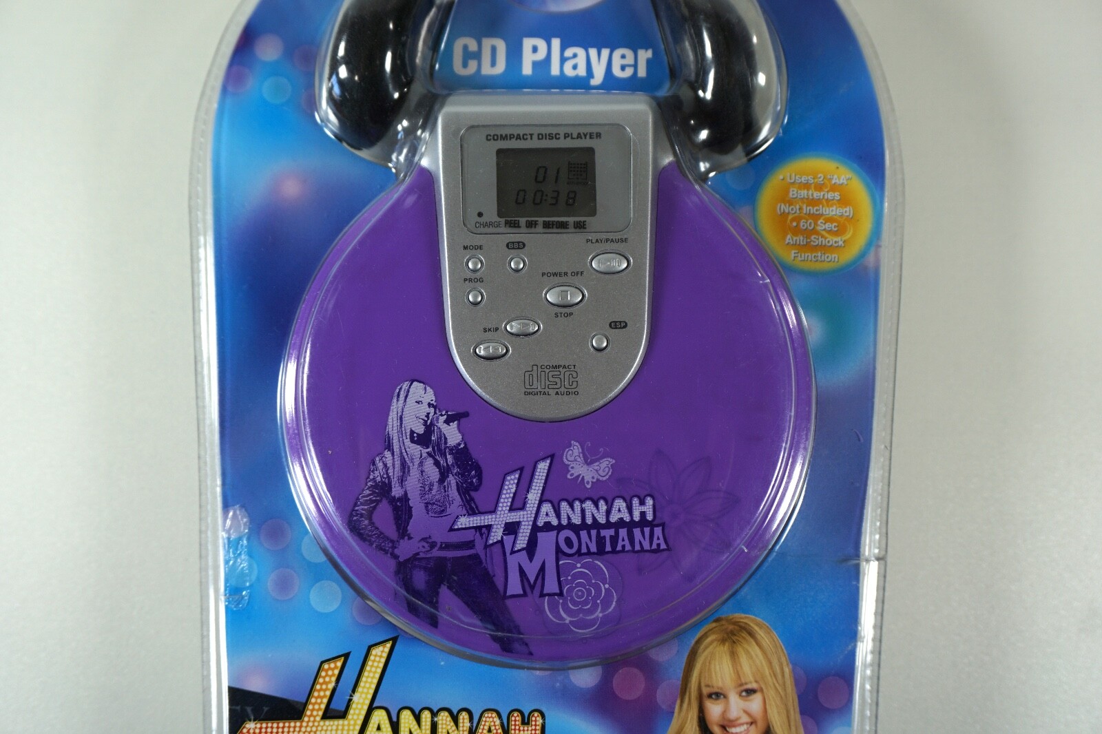 New Sealed Hanna Montana Disney Channel CD Player and Headphones, Model A17H0552