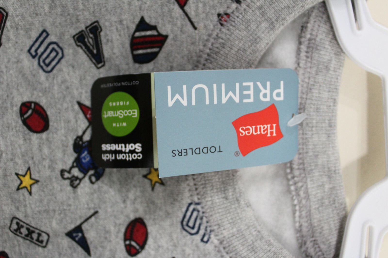 Hanes Unisex Toddler Pullover Sweater Heather Gray Varsity Football Print 3T