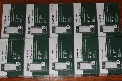  Lot of 10 Lutron Diva 3-Pack 150-Watt White Slide Dimmers (DVCL-153P-WH-3) NEW