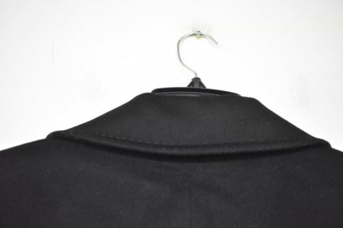Pre-owned Fleurette Womens Notched Collar Wool Walker Coat Black Made In Usa $1248