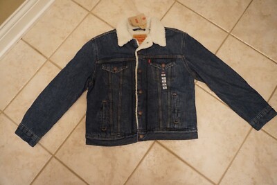 NWT WOMEN'S LEVI'S EX-BOYFRIEND TRUCKER JEAN JACKET Multiple Sizes Sherpa $108