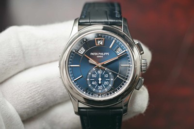 Patek Philippe Annual Calendar Chronograph SERVICED 5905P Blue Dial Platinum