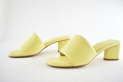 Pre-owned Bottega Veneta Band Lemonade Yellow Leather Sandal Backless Mule Heel Pump 38