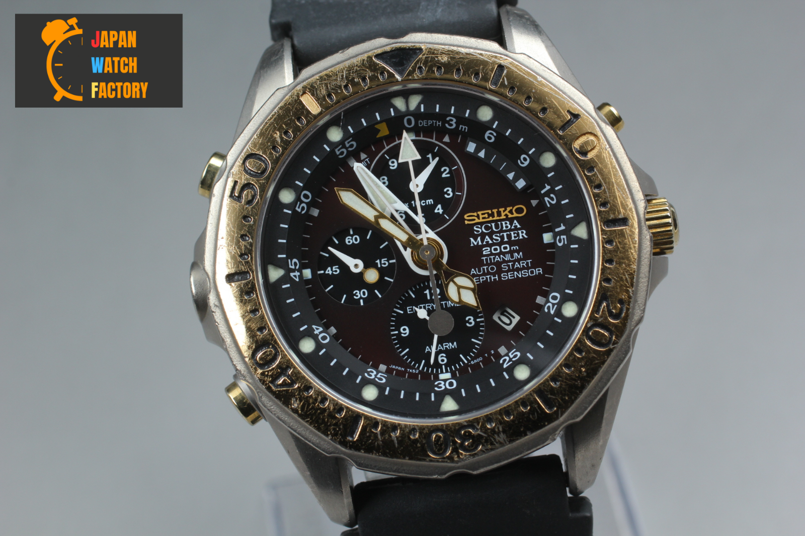 w/ Case [Exc+5] SEIKO Scuba Master 7K52-6A00 Black Dial 200M