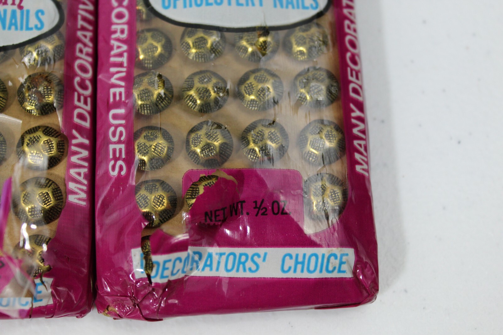 Vintage 1972 Upholstery Nails 2 Packs by Deco Room Ornate Tacks Pins Brass Tone