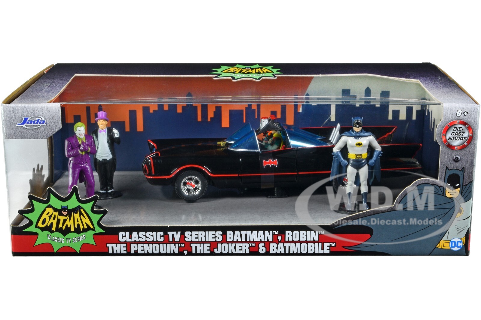 1966 CLASSIC BATMOBILE W/ 4 BATMAN SERIES FIGURES 1/24