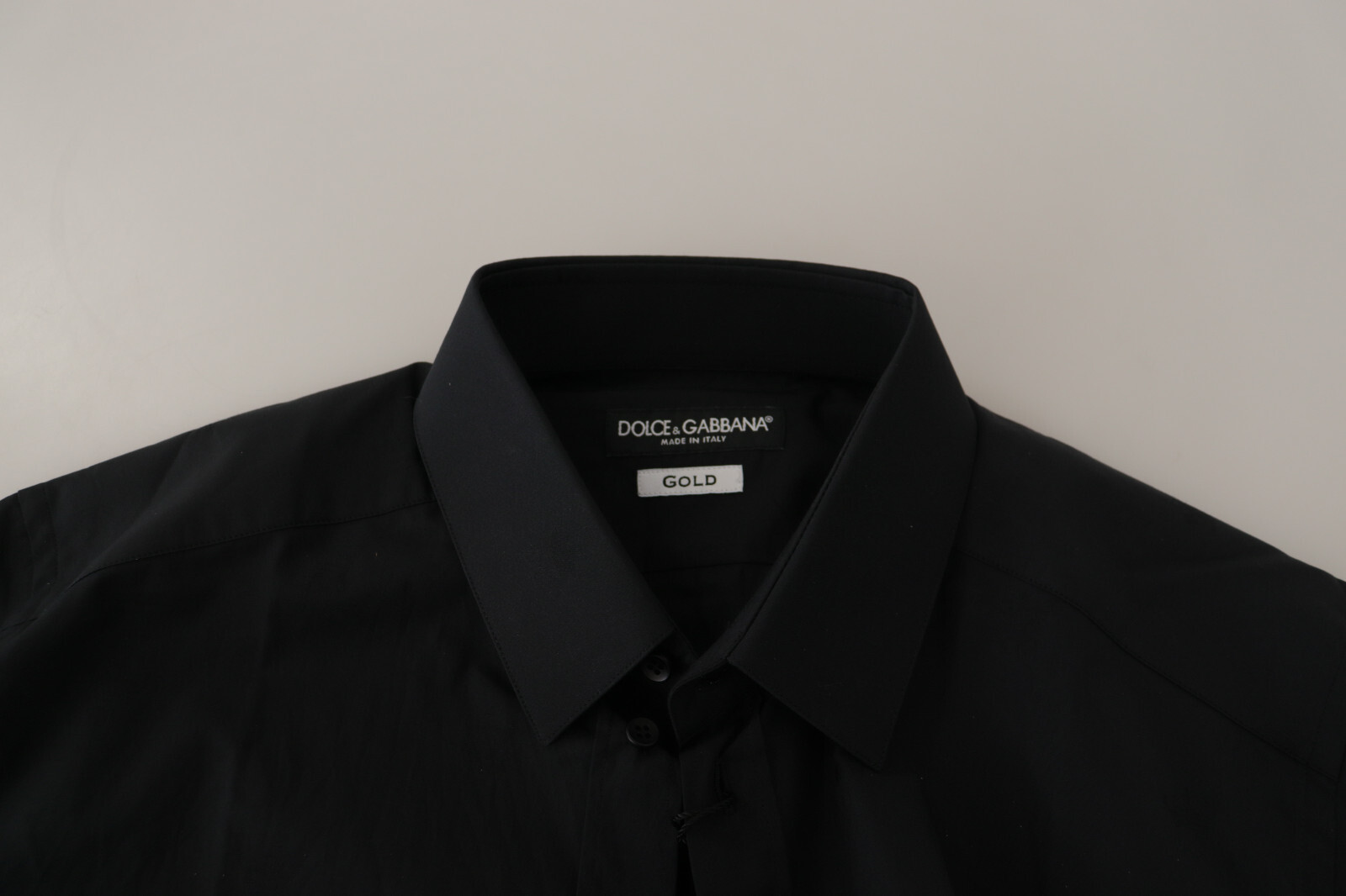 Pre-owned Dolce & Gabbana Shirt Black Cotton Gold Slim Fit Dress 37 / Us14.5 / Xs Rrp $600