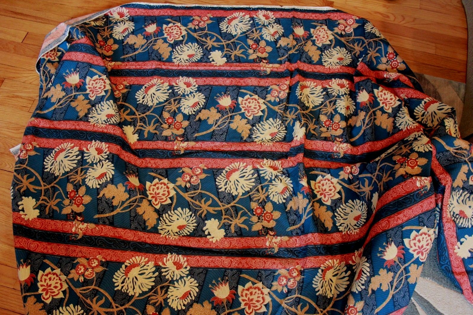 Vintage Bloomcraft Original Screenprint Fabric Stain Repellent 4 Yards x 53