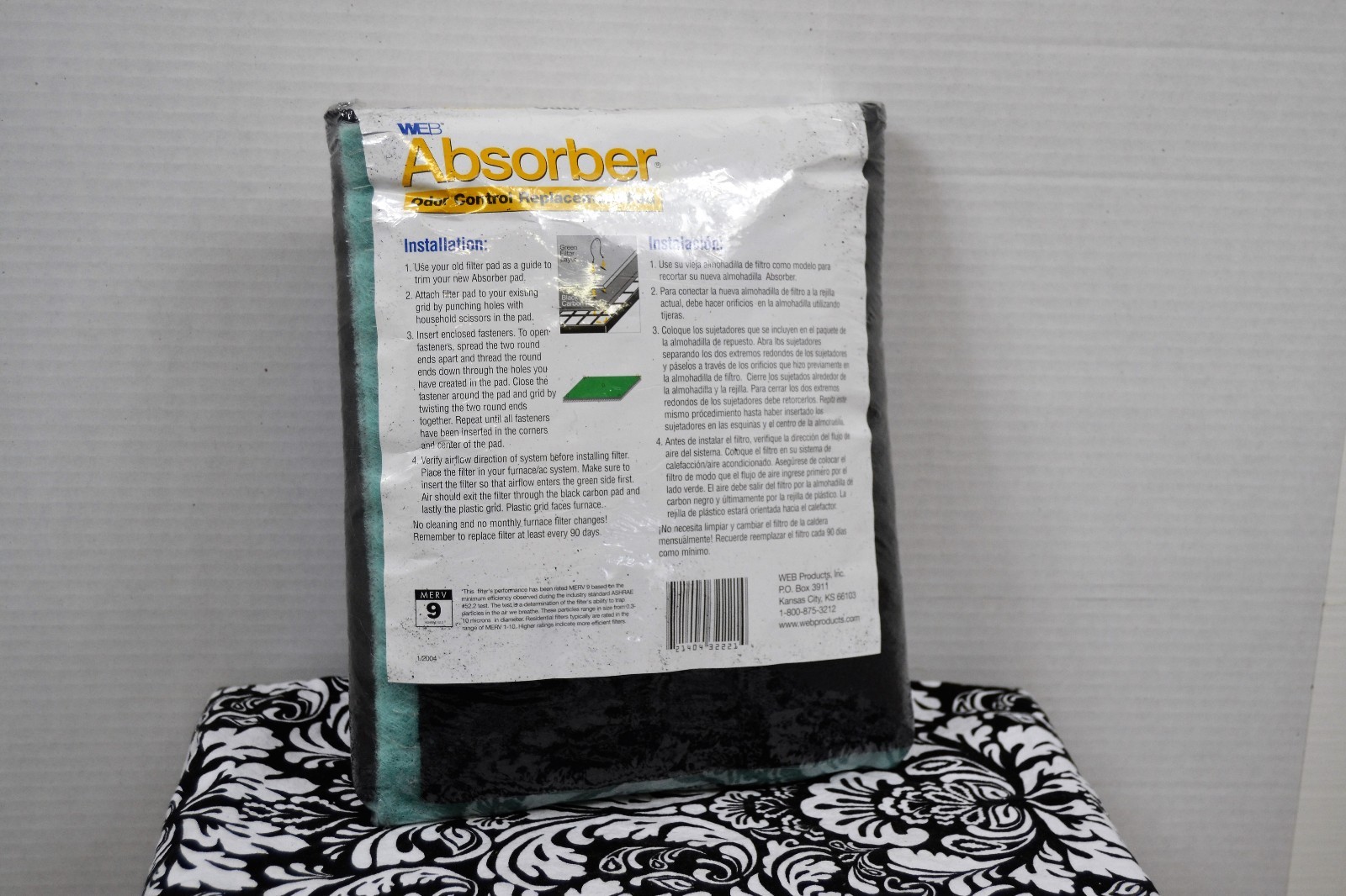WEB Absorber Odor Control 90 Day Electrostatic Replacement Pad Up to 20