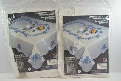 2 SETS OF 4 TOBIN DRESDEN NAPKINS STAMPED FOR EMBROIDERY NIP VINTAGE