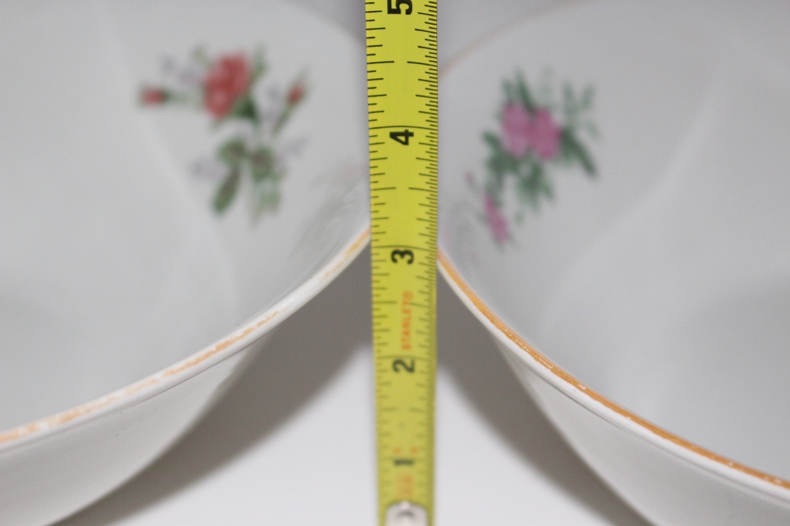 2 Vintage Rose Pattern 9 inch Serving Bowls