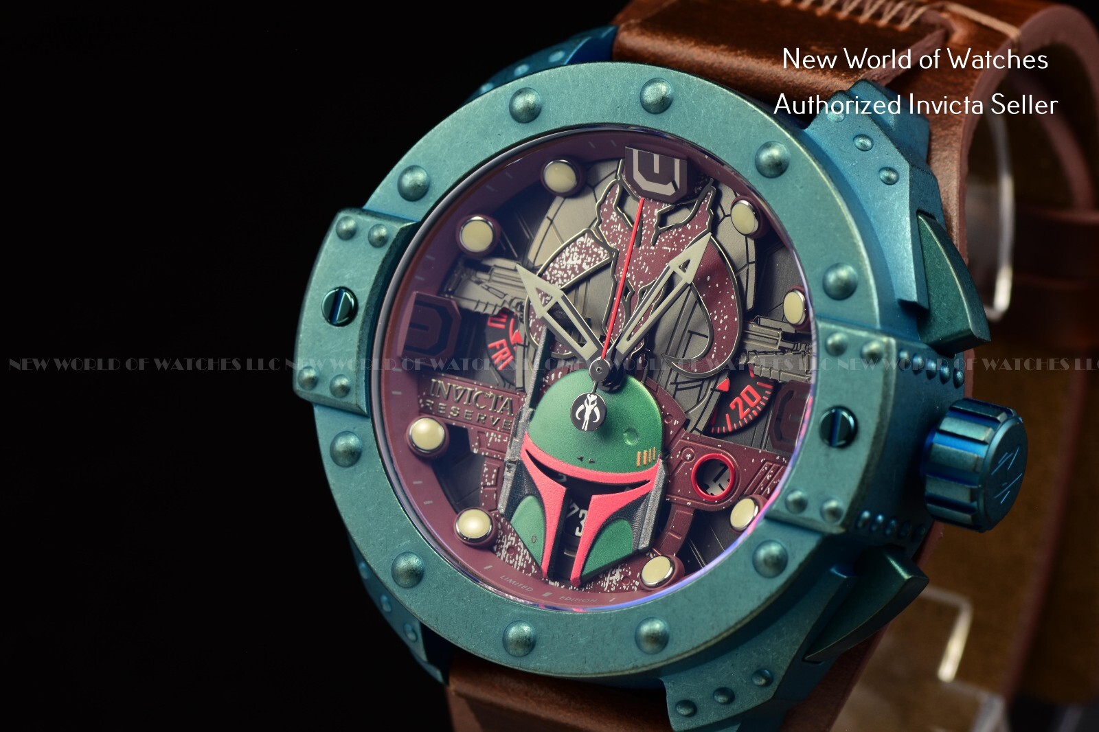 Pre-owned Invicta Men's Star Wars Boba Fett Multicolor Dial 52mm Brown Leather Watch 44298