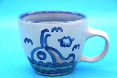 MA Hadley Whale Low Tide Tea Cup Mug Hand Crafted Stoneware Vintage