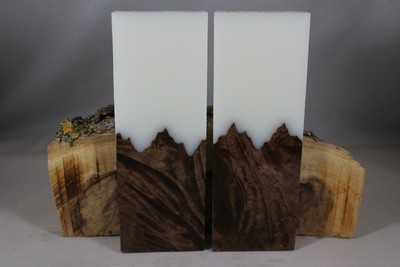 BURL WHITE COMPOSITE KNIFE HANDLE MATERIAL BLANK SCALES (214)