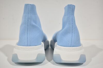 Pre-owned Balenciaga Speed 2.0 Sock Light Blue White High Top Knit Pull Trainer Sneaker 39