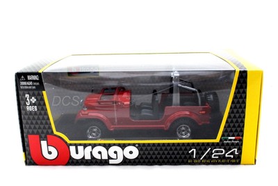 BBURAGO 2003 JEEP WRANGLER CJ-7 RED 1/24 DIECAST CAR 22033RD