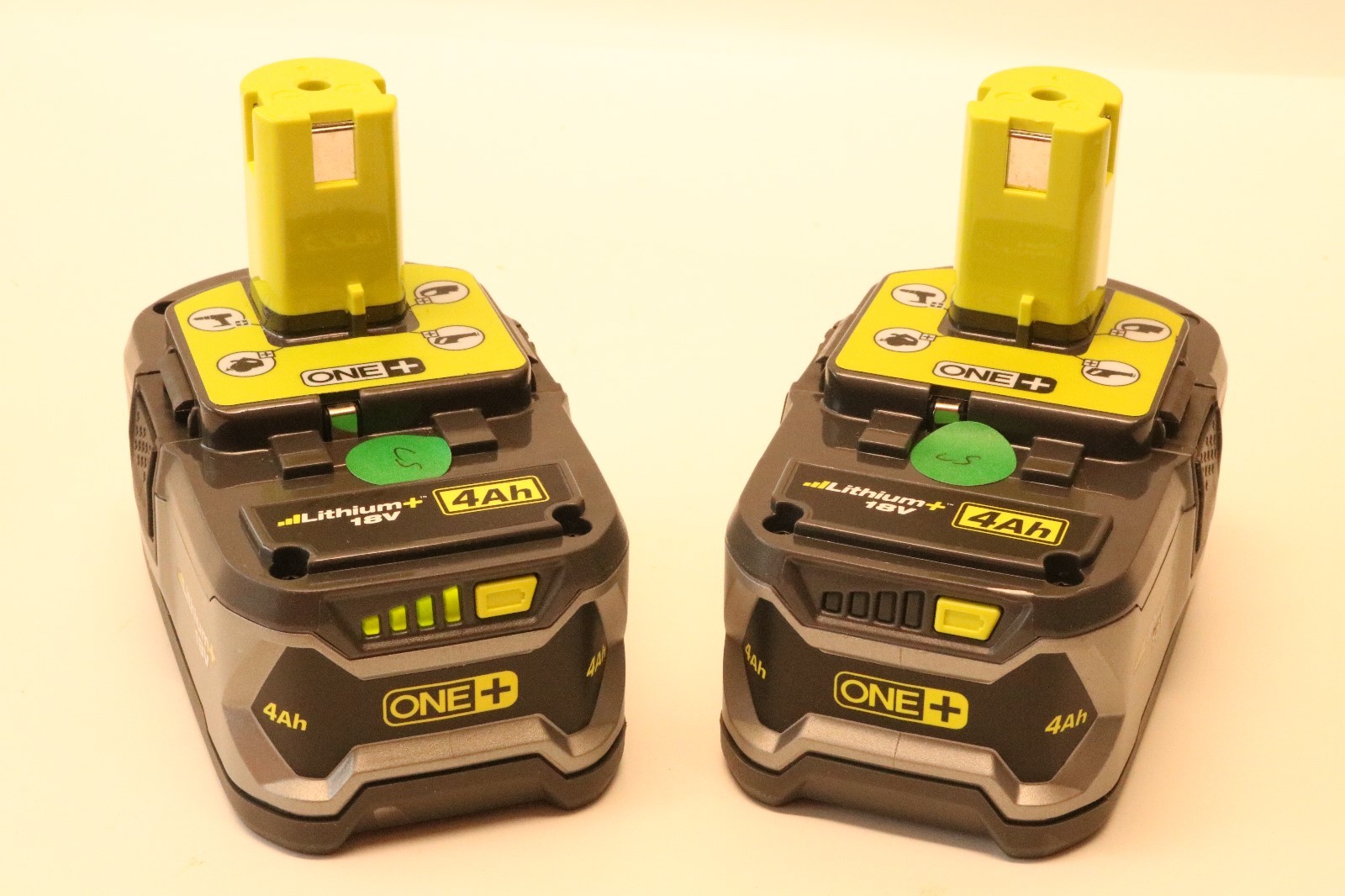 TWO - RYOBI P108 18v ONE+ 4AH HIGH CAPACITY LITHIUM ION BATTERY - REFURBISHED