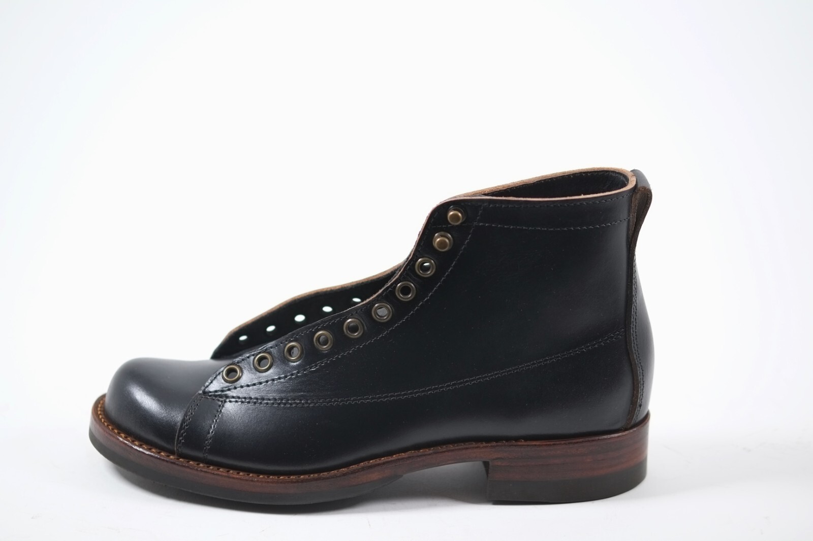 Pre-owned Handmade Julian Boots, Monkey Boot, Chrxl, Black, 8.5 Leather Sole, 6.5 Rubber