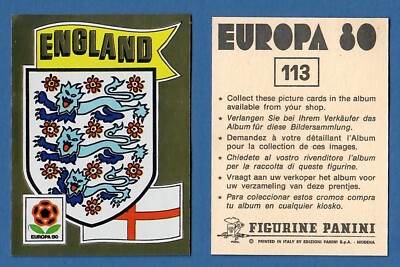 SCUDETTO CALCIATORI PANINI EUROPA 80 - NUOVO/NEW - N.113 ENGLAND