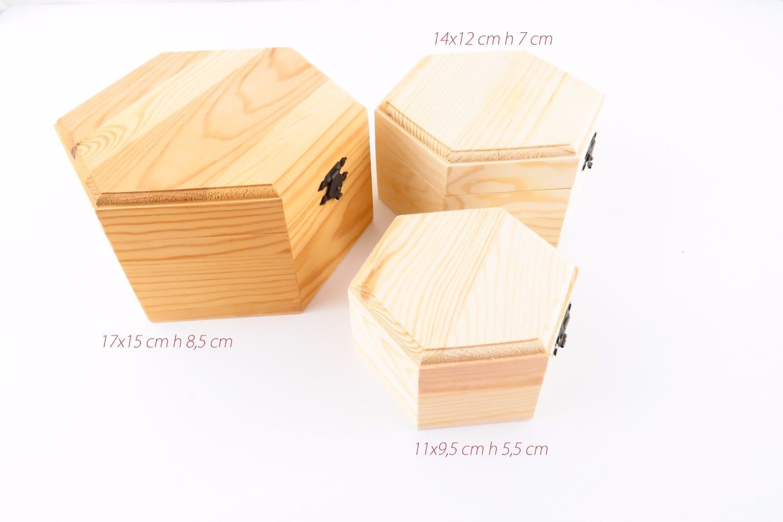 3 Scatole In Legno Esagonali Decoupage Portagioie Matrioska Scatola Cofanett dfh