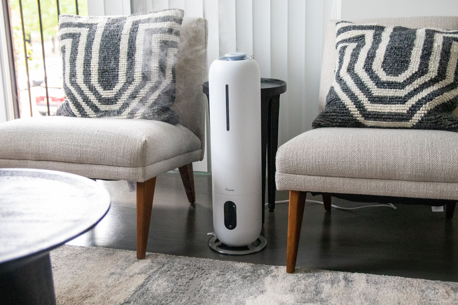 White Cool Mist Tower Top Fill Humidifier Remote Coverage UV Ionizing Light
