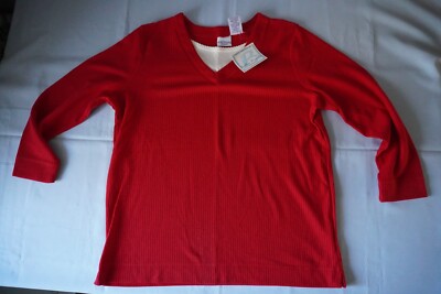 Bobbie Brooks ladies solid red v-neck tunic 14W 16W long sleeve New w/tag