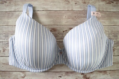 40DDD *BODY BY VICTORIAS* SECRET LIGHTLY LINED FULL COVERAGE BRA *Blue Stripe*