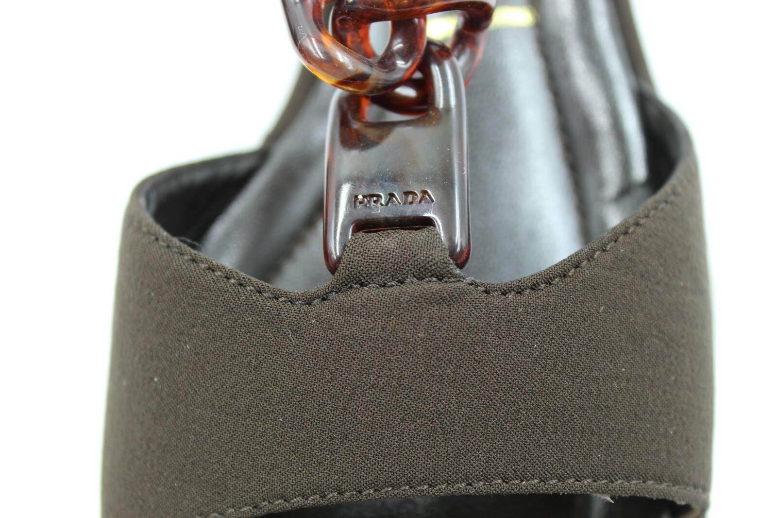Pre-owned Prada Milano Women's Tess. Tecnico 0387 Brown Wedge Sandals