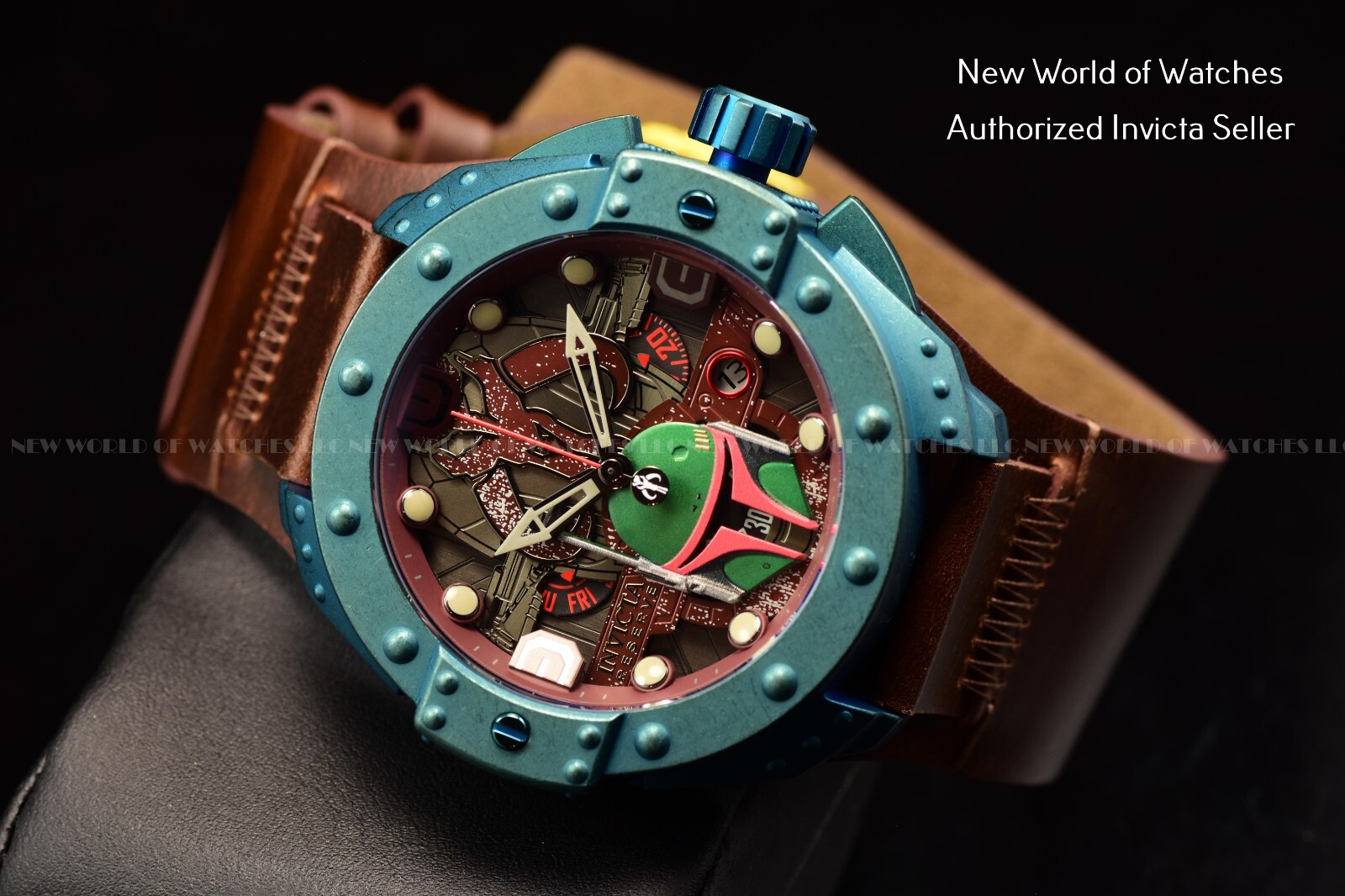 Pre-owned Invicta Men's Star Wars Boba Fett Multicolor Dial 52mm Brown Leather Watch 44298