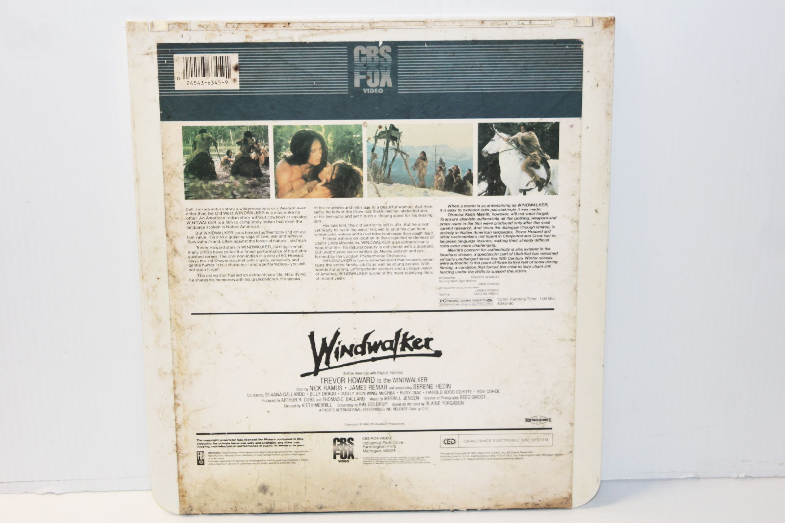 VideoDisc CED Disc- Windwalker 1980 Native American Film Western Pacific Int