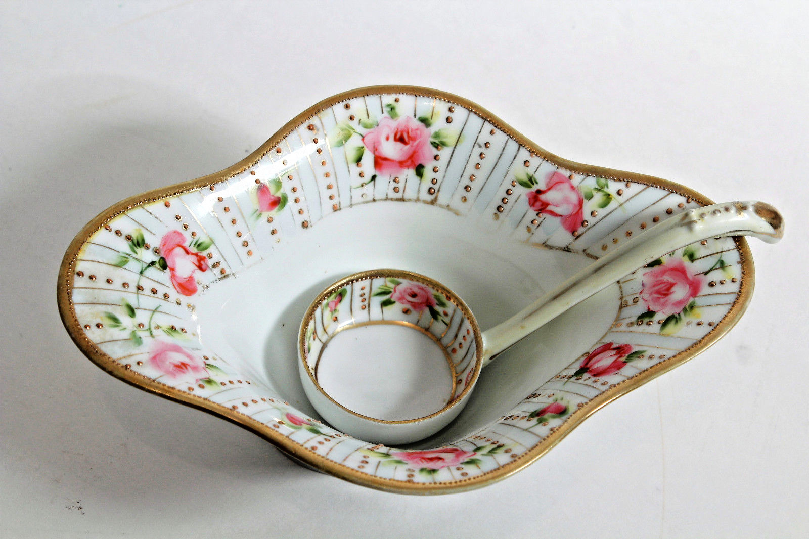 Nippon Serving Dish w/ Ladel Spoon Roses Vintage