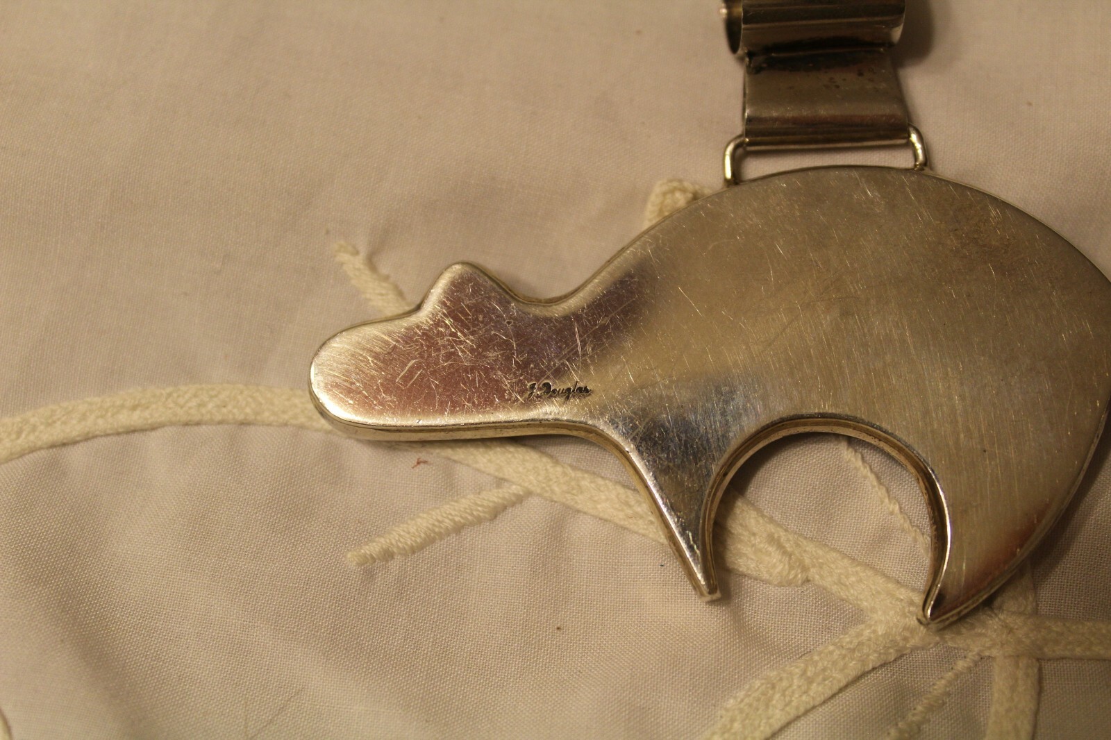 Joan Douglas - Navajo- Sterling Silver and Inlaid Gemstone Medicine Bear Pendant