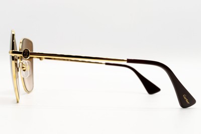 Pre-owned Cartier Ct0402s-002 Gold Sunglasses In Brown