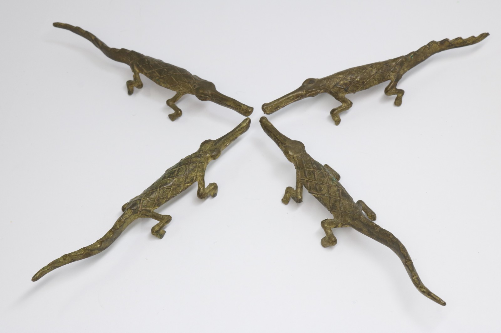 Set of 4 Vintage Bronze Crocodile Knife Rests Free Shipping